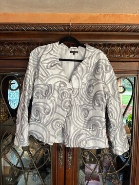 Samuel Dong Silver and White Swirl Jacquard Jacket